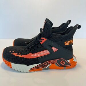 Guyisa Mens Black Orange Knit High Top Safety Shoes Work Sneakers Size 39